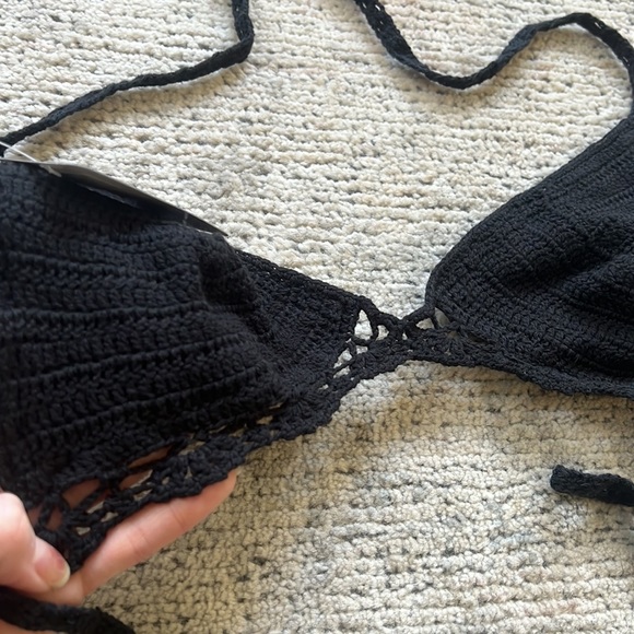 BRAND NEW bathing suit set black crochet bikini top and bottoms - Picture 15 of 16